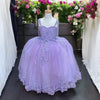 Load image into Gallery viewer, LA Merchandise LAZSCK311 Girls 3D Floral Sweetheart Gown with Beaded Chandelier Straps