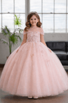 Load image into Gallery viewer, LA Merchandise LAZSCK315 Girls 3D Butterfly Illusion Corset Glitter Tulle A-Line Gown - Blush Pink - Girls Formal Dresses LAZ