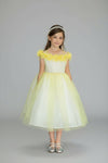 Load image into Gallery viewer, LA Merchandise LAZD797 Girls 3D Floral Off Shoulder Tea-Length Tulle Dress