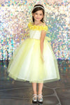 Load image into Gallery viewer, LA Merchandise LAZD797 Girls 3D Floral Off Shoulder Tea-Length Tulle Dress