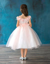 Load image into Gallery viewer, LA Merchandise LAZD797 Girls 3D Floral Off Shoulder Tea-Length Tulle Dress