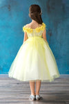 Load image into Gallery viewer, LA Merchandise LAZD797 Girls 3D Floral Off Shoulder Tea-Length Tulle Dress
