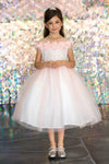 Load image into Gallery viewer, LA Merchandise LAZD797 Girls 3D Floral Off Shoulder Tea-Length Tulle Dress