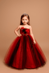 Load image into Gallery viewer, LA Merchandise LAZD830 Girls 3D Floral Halter Tea-Length Tulle A-Line Dress