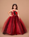 Load image into Gallery viewer, LA Merchandise LAZD830 Girls 3D Floral Halter Tea-Length Tulle A-Line Dress