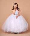 Load image into Gallery viewer, LA Merchandise LAZD830 Girls 3D Floral Halter Tea-Length Tulle A-Line Dress