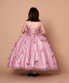 Load image into Gallery viewer, LA Merchandise LAZSCK302 Girls 3D Floral Illusion Long Sleeve Glitter Tulle A-Line Gown