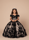 Load image into Gallery viewer, LA Merchandise LAZSCK305 Girls 3D Floral Sweetheart Off Shoulder Glitter Tulle Gown