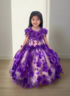 Load image into Gallery viewer, LA Merchandise LAZSCK305 Girls 3D Floral Sweetheart Off Shoulder Glitter Tulle Gown