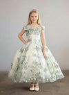 Load image into Gallery viewer, LA Merchandise LAZSCK305 Girls 3D Floral Sweetheart Off Shoulder Glitter Tulle Gown