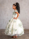 Load image into Gallery viewer, LA Merchandise LAZSCK305 Girls 3D Floral Sweetheart Off Shoulder Glitter Tulle Gown
