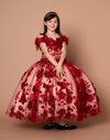 Load image into Gallery viewer, LA Merchandise LAZSCK305 Girls 3D Floral Sweetheart Off Shoulder Glitter Tulle Gown