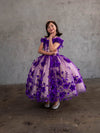 Load image into Gallery viewer, LA Merchandise LAZSCK305 Girls 3D Floral Sweetheart Off Shoulder Glitter Tulle Gown