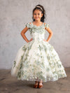 Load image into Gallery viewer, LA Merchandise LAZSCK305 Girls 3D Floral Sweetheart Off Shoulder Glitter Tulle Gown