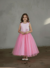 Load image into Gallery viewer, LA Merchandise LAZD802 Girls Beaded 3D Floral Scoop Neck Tea-Length Tulle Dress