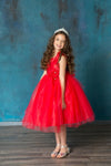Load image into Gallery viewer, LA Merchandise LAZD802 Girls Beaded 3D Floral Scoop Neck Tea-Length Tulle Dress
