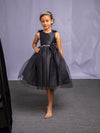 Load image into Gallery viewer, LA Merchandise LAZD802 Girls Beaded 3D Floral Scoop Neck Tea-Length Tulle Dress