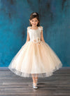 Load image into Gallery viewer, LA Merchandise LAZD802 Girls Beaded 3D Floral Scoop Neck Tea-Length Tulle Dress