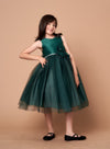 Load image into Gallery viewer, LA Merchandise LAZD802 Girls Beaded 3D Floral Scoop Neck Tea-Length Tulle Dress