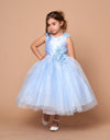 Load image into Gallery viewer, LA Merchandise LAZD802 Girls Beaded 3D Floral Scoop Neck Tea-Length Tulle Dress