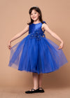 Load image into Gallery viewer, LA Merchandise LAZD802 Girls Beaded 3D Floral Scoop Neck Tea-Length Tulle Dress