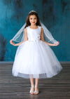 Load image into Gallery viewer, LA Merchandise LAZD802 Girls Beaded 3D Floral Scoop Neck Tea-Length Tulle Dress