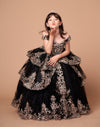 Load image into Gallery viewer, LA Merchandise LAZWB102 Girls Beaded Lace Off Shoulder Tiered Glitter Tulle Gown