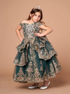 Load image into Gallery viewer, LA Merchandise LAZWB102 Girls Beaded Lace Off Shoulder Tiered Glitter Tulle Gown