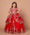 Load image into Gallery viewer, LA Merchandise LAZWB102 Girls Beaded Lace Off Shoulder Tiered Glitter Tulle Gown