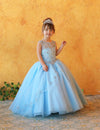 Load image into Gallery viewer, LA Merchandise LAZKY220 Girls Beaded Illusion Sweetheart Split-Front Tulle Gown