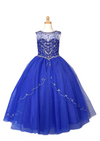 Load image into Gallery viewer, LA Merchandise LAZKY220 Girls Beaded Illusion Sweetheart Split-Front Tulle Gown