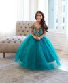 Load image into Gallery viewer, LA Merchandise LAZKY232 Girls Beaded Sweetheart Cold Shoulder Glitter Tulle Gown