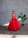 Load image into Gallery viewer, LA Merchandise LAZKY232 Girls Beaded Sweetheart Cold Shoulder Glitter Tulle Gown