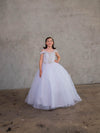 Load image into Gallery viewer, LA Merchandise LAZKY232 Girls Beaded Sweetheart Cold Shoulder Glitter Tulle Gown