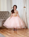 Load image into Gallery viewer, LA Merchandise LAZKY232 Girls Beaded Sweetheart Cold Shoulder Glitter Tulle Gown