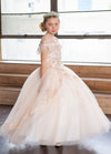 Load image into Gallery viewer, LA Merchandise LAZKY216 Girls Beaded Lace Cold Shoulder Split-Front Tulle Gown