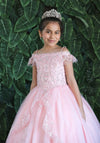 Load image into Gallery viewer, LA Merchandise LAZKY216 Girls Beaded Lace Cold Shoulder Split-Front Tulle Gown