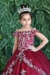 Load image into Gallery viewer, LA Merchandise LAZKY216 Girls Beaded Lace Cold Shoulder Split-Front Tulle Gown