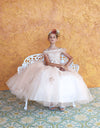 Load image into Gallery viewer, LA Merchandise LAZKY216 Girls Beaded Lace Cold Shoulder Split-Front Tulle Gown