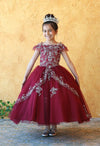 Load image into Gallery viewer, LA Merchandise LAZKY216 Girls Beaded Lace Cold Shoulder Split-Front Tulle Gown