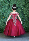 Load image into Gallery viewer, LA Merchandise LAZKY216 Girls Beaded Lace Cold Shoulder Split-Front Tulle Gown
