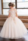 Load image into Gallery viewer, LA Merchandise LAZKY216 Girls Beaded Lace Cold Shoulder Split-Front Tulle Gown