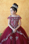 Load image into Gallery viewer, LA Merchandise LAZKY216 Girls Beaded Lace Cold Shoulder Split-Front Tulle Gown
