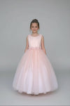Load image into Gallery viewer, LA Merchandise LAZD831 Girls Floral Scoop Neck Tea-Length Tulle A-Line Dress