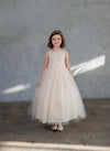 Load image into Gallery viewer, LA Merchandise LAZD831 Girls Floral Scoop Neck Tea-Length Tulle A-Line Dress
