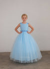 Load image into Gallery viewer, LA Merchandise LAZD831 Girls Floral Scoop Neck Tea-Length Tulle A-Line Dress
