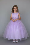 Load image into Gallery viewer, LA Merchandise LAZD831 Girls Floral Scoop Neck Tea-Length Tulle A-Line Dress