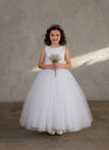 Load image into Gallery viewer, LA Merchandise LAZD831 Girls Floral Scoop Neck Tea-Length Tulle A-Line Dress