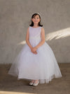 Load image into Gallery viewer, LA Merchandise LAZD831 Girls Floral Scoop Neck Tea-Length Tulle A-Line Dress