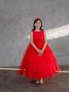 Load image into Gallery viewer, LA Merchandise LAZD831 Girls Floral Scoop Neck Tea-Length Tulle A-Line Dress